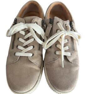 Born Suede Leather Side Zip Lace Up‎ Sneakers Tan Women's Size 10M